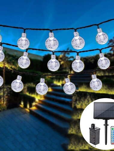  LED-Globus-Solar-Lichterkette, 10 m/20 m/30 m/50 m, wasserdichte Acryl-Außenlichter mit Fernbedienung, Plug-in für Weihnachtsferien, Partys,&amp;Gartendeko EU/US Stecker