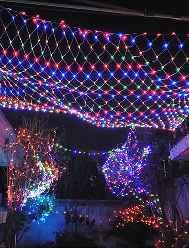  LED Netzgewebte Feenlichter 8*10 6*4M flexible Fenster Vorhang Feiertagslichter für Party Hof Garten farbenfrohe Dekorationsbeleuchtung 96/200/672/2600 LEDs für