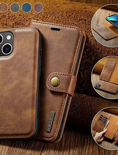  Cover portafoglio in PU leather magnetica per iPhone con tasca per schede – Cover flip per iPhone 16e 16 15 Pro Max Plus 14 13 12 11 Pro Max Mini X XR XS Max 8 7 Plus