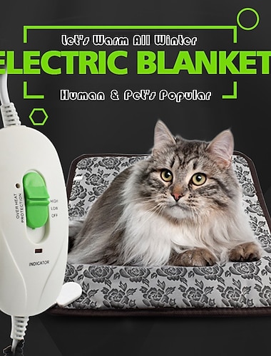  huisdier elektrisch verwarmingskussen voor honden & katten met anti-bijt stalen koord waterdicht verstelbare hond warme bedmat verwarmd huisdier pad 45*45cm