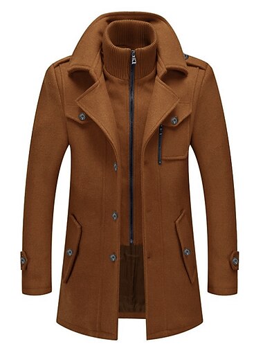  Herren Wintermantel Wollmantel Mantel Geschäft Lässig Winter 30% Wolle Winddicht Warm Oberbekleidung Bekleidung Schick & Modern Einfarbig Gerollter Kragen