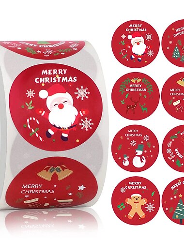  500 Uds. Pegatinas de Feliz Navidad sello temático de Navidad etiquetas adhesivas para regalo diy paquete para hornear sobre decoración de papelería