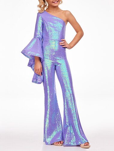  jumpsuits golvlängd blomma flicka klänning tävling &amp; performance rainbow unicorn juniors söt balklänning paljett med paillett gnistra &amp; shine disco fit 3-16 år klänning för att imponera 2025