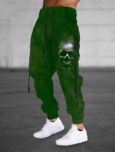  Herren Cargohose Cargohosen Jogginghose Trainingshose Jogginghose Jogger Hose Hosen Kordelzug Seitentaschen Schleife Graphic Totenkopf Motiv Komfort Atmungsaktiv Casual Täglich Strassenmode