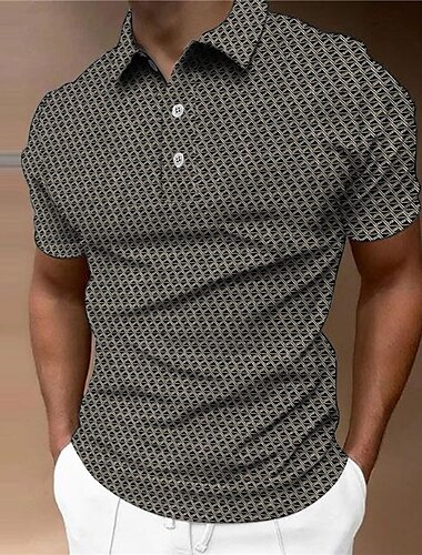  Per uomo Geometrico Polo Maglia da golf Manica Corta Magliette polo Camicie con Colletto Business Casual Abbigliamento da lavoro Abbigliamento Formale Abbigliamento da festa Bottoni Stampa 3D Giallo