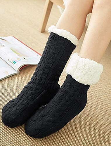  Stricksocken Push für Damen Herren, warme weiche flauschige Socken dicke kuschelige Socke Winter Weihnachtssocken für Damen 6 oder 5 Paar