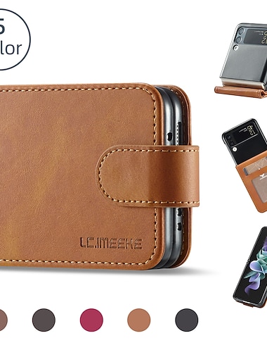  telefoon hoesje Voor Samsung Galaxy Z Flip 7 Z-flip 6 Z Flip 5 Z Flip 4 Z Flip 3 Fliphoes Omdraaien Sleuven voor kaarthouders Standaard Effen PC PU-nahka