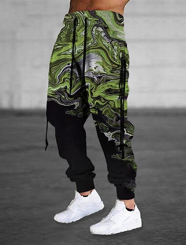  Herren Jogginghose Trainingshose Jogginghose Jogger Hose Hosen Kordelzug Seitentaschen Elastische Taille Grafik-Drucke Komfort Atmungsaktiv Sports Outdoor Casual Täglich Baumwollmischung Frottee