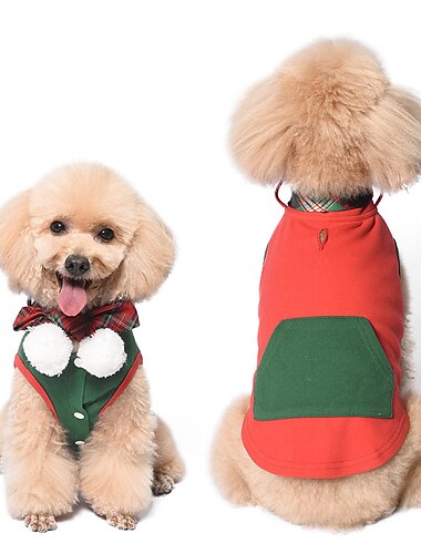  كلاب قطط سترة بقع بديع أنيق العادي الأماكن المفتوحة عيد الميلاد ملابس الكلاب ملابس الجرو ملابس الكلب ناعم أخضر أحمر كوستيوم للفتاة والفتى الكلب قطن S M L XL XXL