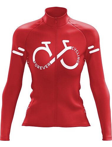  女性用 サイクリングジャージー グラフィック 文字＆番号 長袖 バイク ジャージー トップス 3つのリアポケット付き マウンテンサイクリング ロードバイク 速乾性 反射性ストリップ 後ポケット 吸汗性 スポーツ ブラック ピンク レッド 衣類