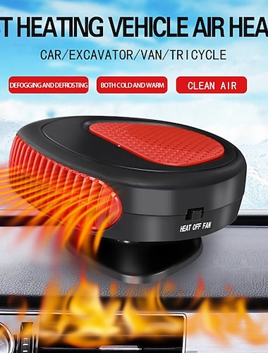  12v Car Heater,150W Portable Windshield Defogger and Defroster,2 in 1 PortableCar Fans 360 Degree Rotary Base Fast Heating Fan