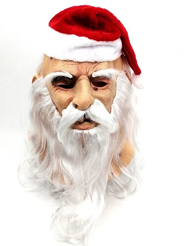  Santa Mask White beard curly Grandpa Santa latex masquerade prop