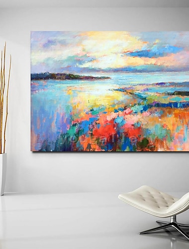  Peinture à l'huile faite à la main toile art mural décoratif abstrait couteau peinture paysage bleu pour la décoration intérieure roulé sans cadre peinture non étirée