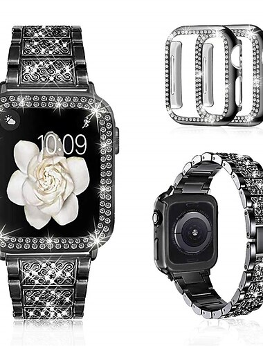  [1+2Pack] צמיד תכשיטים מותאם ל רצועת השעון של Apple Watch 38 מ"מ 40 מ"מ 41 מ"מ 42 מ"מ 44 מ"מ 45 מ"מ 49 מ"מ עם קייס בלינג יהלום ריינסטון רצועת שעון חלופית ל iwatch Series Ultra 8 7 6 5 4 3 2 1 SE