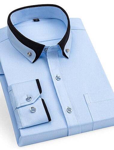  Herren Oberhemd Hemd Bügelfreies Hemd Kragenhemd Stretch Grafik-Drucke Hochzeit Outdoor Meeresblau Schwarz Weiß Wein Langarm Umlegekragen Frühling Herbst Bekleidung