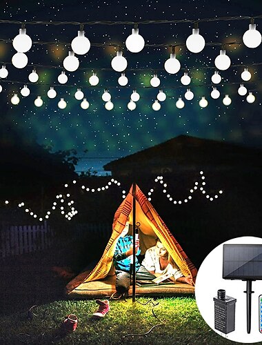  Solarbetriebene Lichterkette mit Fernbedienung für den Außenbereich, 10 m, 20 m, 30 m, 40 m, 50 m, Weihnachtsbeleuchtung, wasserdicht, für Garten, Terrasse und Hof, 1 Set