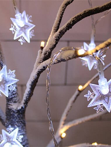  Lichterkette mit Sternen, Weihnachtsbeleuchtung, 10 m, 80 LEDs, mit 13-Tasten-Fernbedienung, kreative Party, Urlaub, optional Fernbedienung, Batteriefach oder USB-Fernbedienung, 1 Set