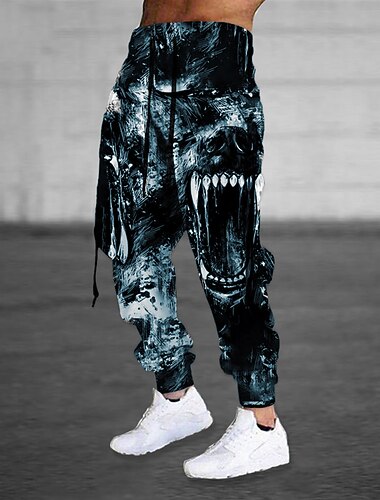  Voor heren Joggingbroeken Jogger Broek Trekkoord Elastische taille Lint Kleurenblok Grafische prints Comfort Ademend Buitensporten Casual Dagelijks Katoenmix Terry Streetwear Ontwerper Zwart blauw