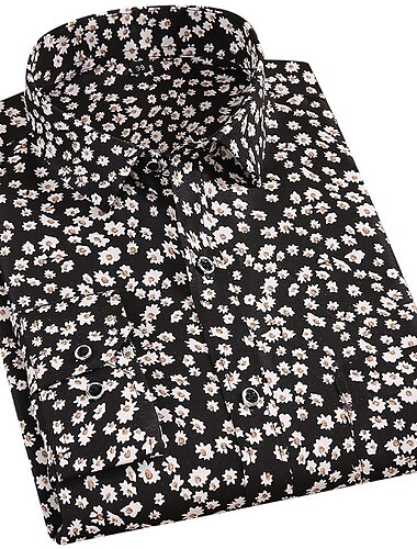  Men's Dress Shirt Collared Shirt Button Up Shirt Graphic Prints Wedding Outdoor Black-White Black White Red Long Sleeve Turndown Spring Fall Clothing Apparel Print