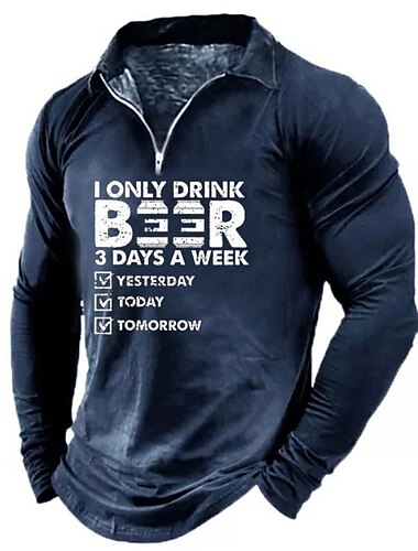 Herren Buchstabe Golfhemd Langarm Hemd Umlegekragen Outdoor Sport 3D-Druck Schwarz Blau Braun Grün Zip Bedruckt Bekleidung Modisch Designer Brautkleider schlicht Atmungsaktiv