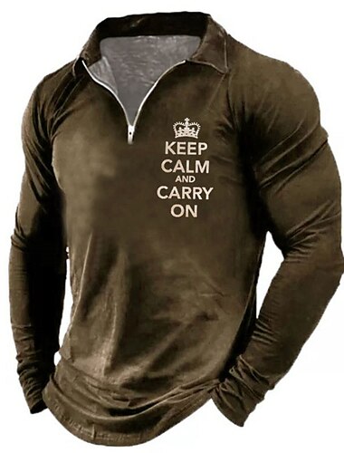 Herren Lustig Poloshirts mit Reißverschluss Golfshirt Langarm Polo-Shirts Hemden mit Kragen Vintage Lässig Streetwear Festivalkleidung Party-Outfits 3D-Druck Viertelreißverschluss-Poloshirt Wein