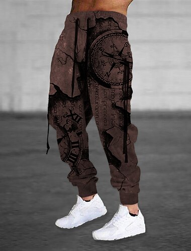  Voor heren Joggingbroeken Jogger Broek Trekkoord Zijzakken Elastische taille Grafische prints Comfort Ademend Buitensporten Casual Dagelijks Katoenmix Terry Streetwear Ontwerper Leger groen blauw