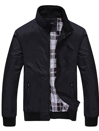  Herren Leichte Jacke Sommerjacke Bomberjacke Windbreaker Urlaub Alltagskleidung Außenbereich Lässig / Alltäglich Reißverschluss Tasche Frühling Herbst Einfarbig Komfort Reißverschluss vorne Stehkragen