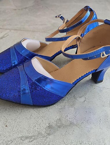  Silber glitzernde Gesellschaftstanzschuhe für Damen – lateinamerikanische Tanzschuhe mit Riemchen und Kitten-Heel-Absatz für Salsa, Tango und Partyauftritte