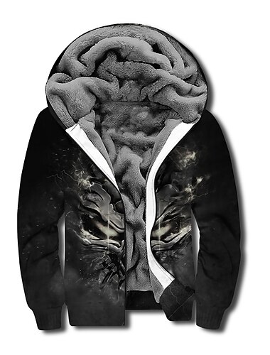  Herren Totenkopf Motiv Grafik-Drucke Hoodie Sweatshirt Kapuze Hoodies Pullover Hoodie Sweatshirt Kapuze Langarm Sweatshirt mit Kapuze Mit Kapuze Designer 3D-Druck Täglich Sport Schwarz Rote Zip