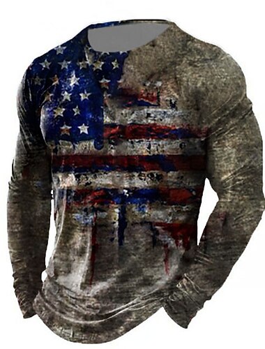  Veteranstag Herren Patriot Patriotic Veteran Grafikdrucke Amerikanische Flagge Nationalflagge T-Shirt Abgedroschene T-Shirt Langarm T-Shirt 3D Druck Rundhals Shirt Vintage Sports Designer Outdoor