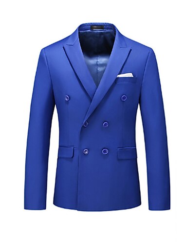 Herren Jacke Blazer Sakko Hochzeitsfeier Business-Kleidung Frühling Herbst Feste Farbe Doppelreihiger Verschluss Blazer Schwarz Weiß Rosa Rot