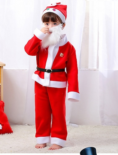  Mikulás Mikulás ruhák Fiú Lány Karácsony Karácsony szenteste Gyermek Parti Karácsony Poliészter Felső Nadrágok Öv Kalap