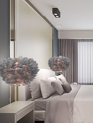  Lampă cu led pandantiv din pene de struț cablu de dormitor reglabil 3000-6000k 40cm candelabru cu pene plafon decorativ romantic suspendat pentru camera fetelor dormitor