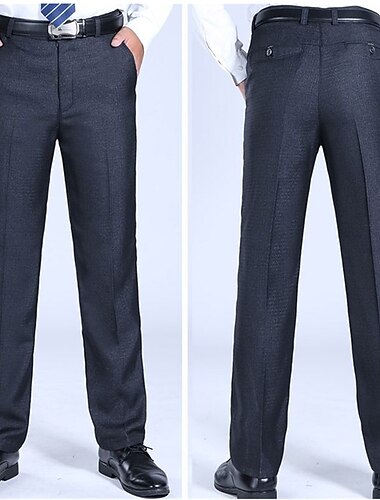  Pánské Oblekové Kalhoty Kalhoty chinos Kapsy Bez vzoru Pohodlné Prodyšné Svatební Kancelář Obchod Elegantní & moderní Formální Černá Vodní modrá Vysoký pas Lehce elastické