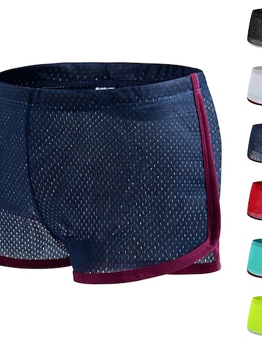 Hombre Pantalones Cortos Running Pantalones cortos de un tercio de maratón Malla Stripe-Trim Prendas de abajo Deportivo Ropa Deportiva Transpirable Secado rápido Suave Aptitud física Entrenamiento de