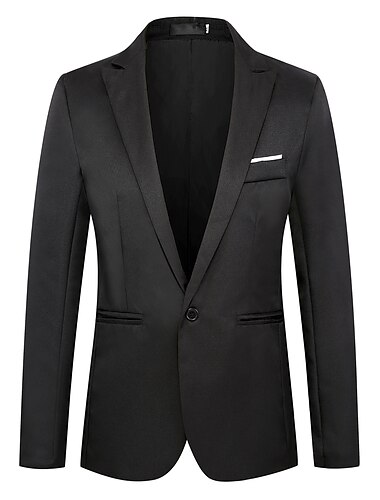  Voor heren Cocktail kledij Blazer Bruiloft Feestje / cocktail evenementen Mantels Comfortabel Lente Herfst Acryl Effen / effen kleur Zak Duurzaam Casual / Dagelijks Enkele rij knopen Blazer Zwart Wit
