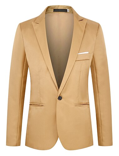  Herren Abendkleidung Blazer Sakko Hochzeitsfeier Party / Cocktail Veranstaltungen Kleider Komfort Frühling Herbst Acryl Solide / einfarbig Tasche Langlebig Lässig / Alltäglich Einreihiger Verschluss