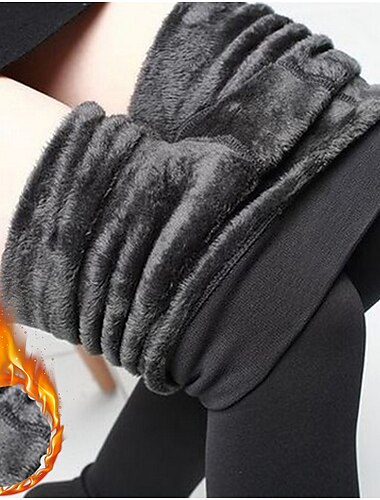  Mulheres Normal Calças de lã calças justas Leggings Moda Comprimento total Cintura Média Tecido Compressão abdominal Butt Lift Conforto Com Stretch Diário Preto Cinzento Outono & inverno Magro