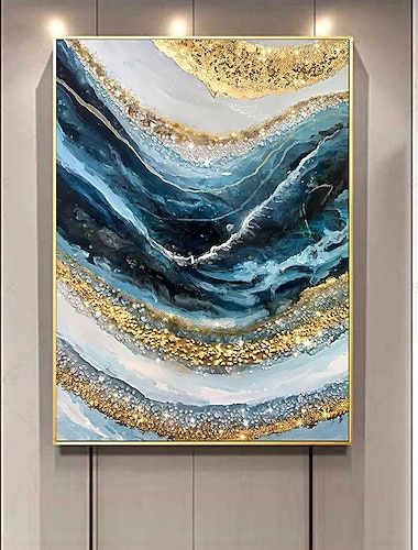  1 panel de impresiones/pósteres abstractos de lujo, arte de pared de oro rosa azul, imagen moderna, decoración del hogar, regalo para colgar en la pared, lienzo enrollado sin marco sin estirar
