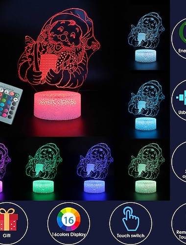  jule 3d nattlys snømann 16 fargeskiftende nattbordslampe til soverom peis bordpynt hjem julepynt og gave til barn