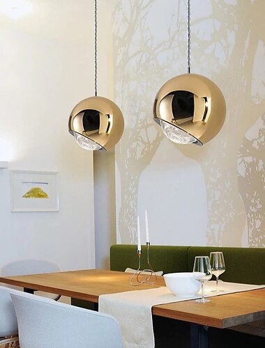  led függő könnyű fém golyós kivitel 12cm 1 lámpás mini függőlámpa állítható led fém mini galvanizált szigetlámpák modern modern stílusú konyha étkező 110-240v