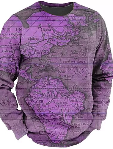  Per uomo Nautico Mappa Stampe Grafiche Maglia Maglione Manica Lunga Felpa Girocollo Streetwear Designer Essenziale Stampa 3D Quotidiano Sportivo Ferie Stampato Primavera & Autunno