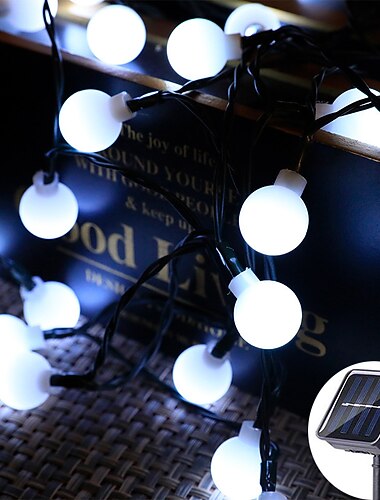  mini globus lysstreng solcelle LED fe string lys vanntett 12m 7m 6,5m 8 moduser belysning utendørs hage dekorasjon lys juletre hengelys balkong hage bryllup fest ferie dekorasjon