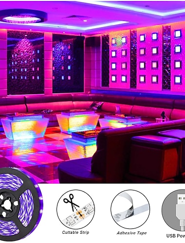  led uv black light strip paars usb interface met 11 sleutel multifunctionele rf afstandsbediening smd2835 380-400nm uv led black light lamp geschikt voor fluorescerende dans en uv body coating