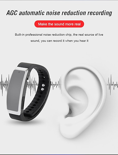  bærbar hd digital stemmeopptaker bærbar armbåndstøtte musikkspiller automatisk intelligent opptak sportsarmbånd for løpemøtelæring