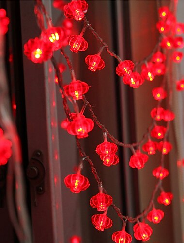  luci a corda lanterna rossa, luci fatate alimentate a batteria bianco caldo per le vacanze di Natale, festa&amp;arredamento per la casa 1,5m/3m/4m/5m/10m/20m