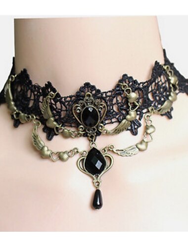  Halsband Halskette Spitze Tattoo Halsband Punk Mode Lolita Schmuck Vintage Gothic Stil Schnürung künstliche Edelsteine Spitze Legierung Damen Mädchen Modeschmuck