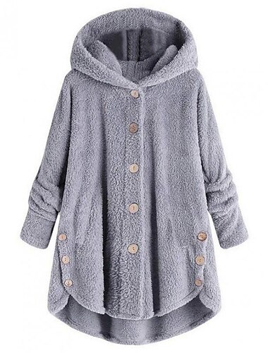  Damen Fleeceshirts in Übergröße Fleecejacke Sport Teddy Pullover Fleece einfarbig Street Casual Hoodie Knöpfe Fronttasche Langarm Weinrot Kurkuma Schwarz Rosa Marineblau Herbst