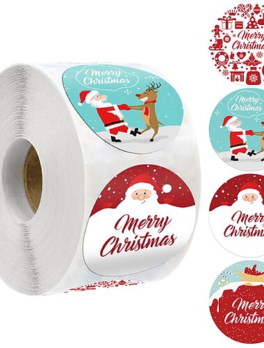  500 stk god jul klistremerker juletema segl etiketter klistremerker for gjør-det-selv gave bakepakke konvolutt skrivesaker dekor