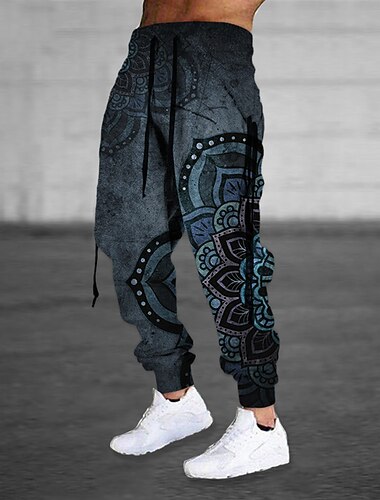  Voor heren Joggingbroeken Jogger Broek Trekkoord Elastische taille 3D-afdrukken Grafische prints Comfort Ademend Buitensporten Casual Dagelijks Katoenmix Terry Streetwear Ontwerper blauw Paars